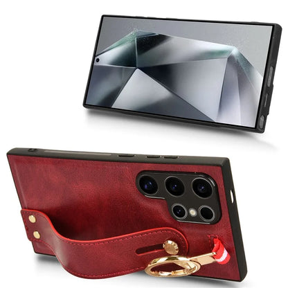 For Samsung Galaxy S24 Ultra Case Slim-Fit PU Leather+PC+TPU Back Shell with Neck Strap