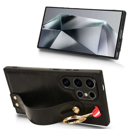 For Samsung Galaxy S24 Ultra Case Slim-Fit PU Leather+PC+TPU Back Shell with Neck Strap