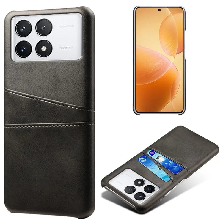 For Xiaomi Redmi K70E 5G / Poco X6 Pro 5G Cell Phone Case PU+Hard PC Dual Card Slots Back Cover