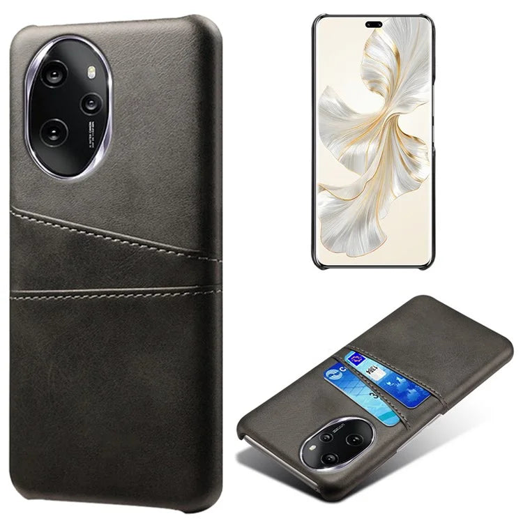 For Honor 100 Pro 5G Cell Phone Case PU+Hard PC 2 Card Holders Back Cover