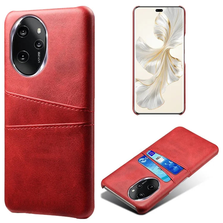 For Honor 100 Pro 5G Cell Phone Case PU+Hard PC 2 Card Holders Back Cover