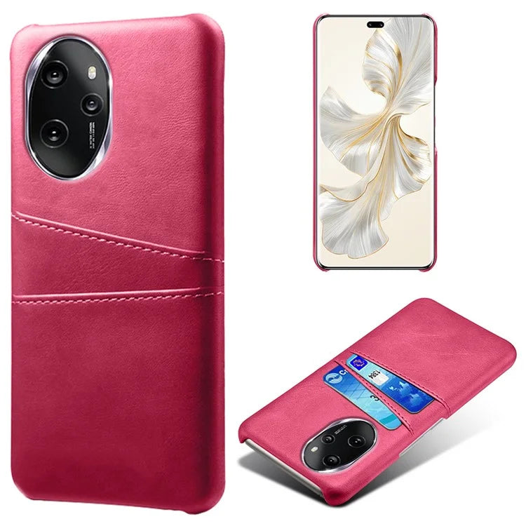 For Honor 100 Pro 5G Cell Phone Case PU+Hard PC 2 Card Holders Back Cover