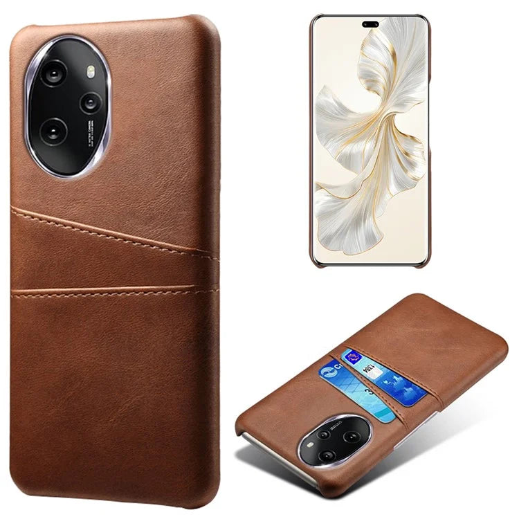 For Honor 100 Pro 5G Cell Phone Case PU+Hard PC 2 Card Holders Back Cover