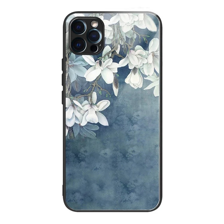 For iPhone 15 Pro Max Tempered Glass Case Pattern Printing Phone Cover