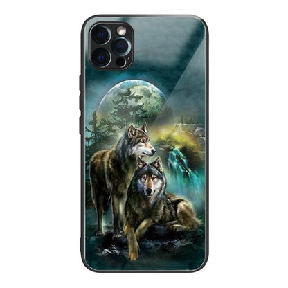 For iPhone 15 Pro Max Tempered Glass Case Pattern Printing Phone Cover