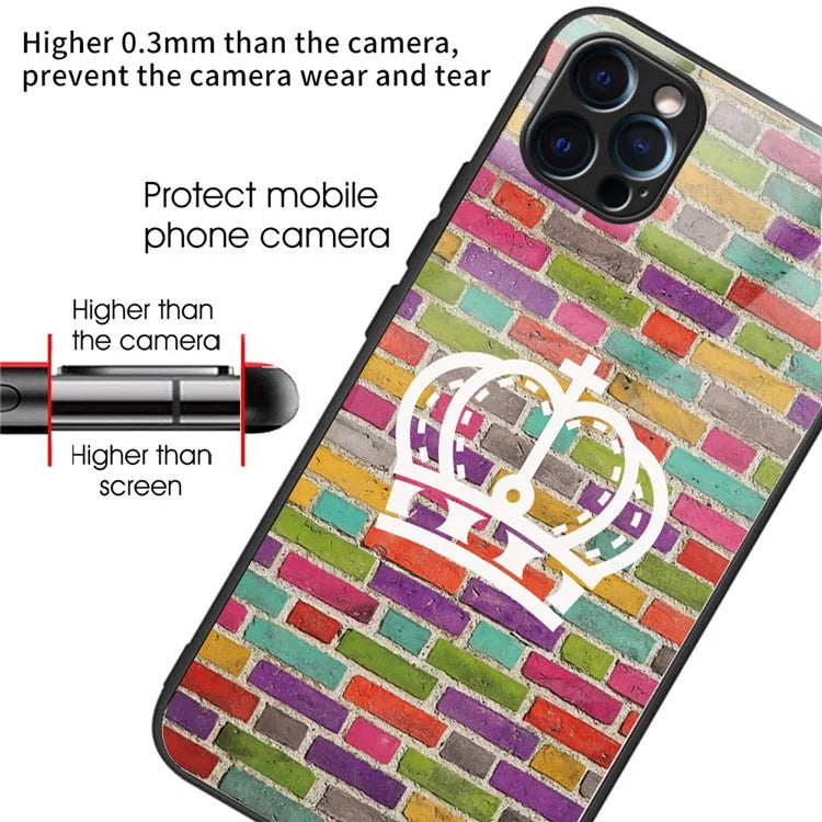 For iPhone 15 Pro Max Tempered Glass Case Pattern Printing Phone Cover