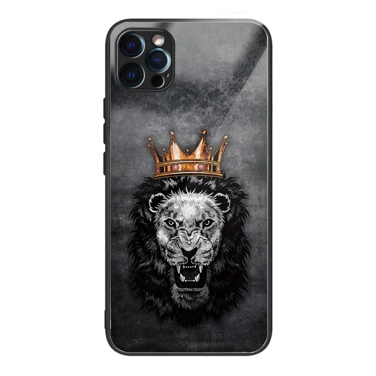 For iPhone 15 Pro Max Tempered Glass Case Pattern Printing Phone Cover
