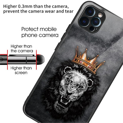 For iPhone 15 Pro Max Tempered Glass Case Pattern Printing Phone Cover