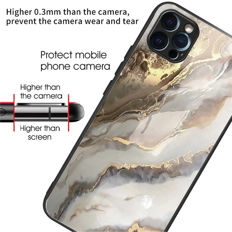 For iPhone 15 Pro Max Tempered Glass Case Pattern Printing Phone Cover