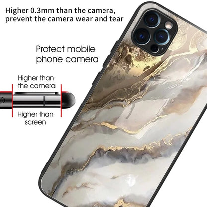For iPhone 15 Pro Max Tempered Glass Case Pattern Printing Phone Cover