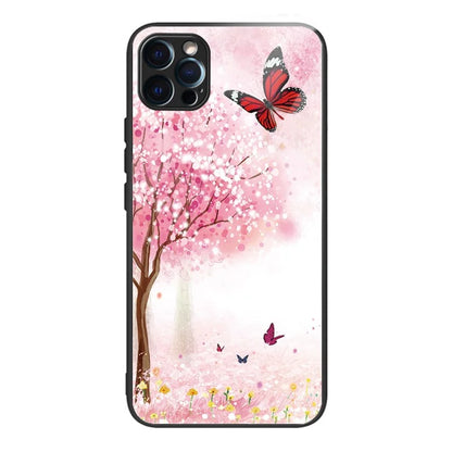 For iPhone 15 Pro Phone Case Pattern Printed Anti Scratch Tempered Glass Back Cover