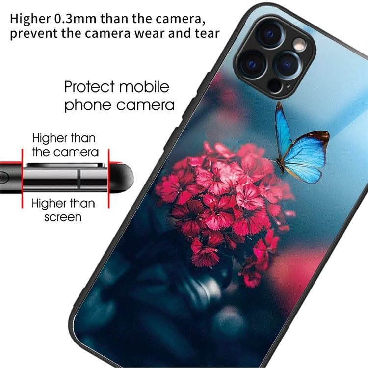 For iPhone 15 Pro Phone Case Pattern Printed Anti Scratch Tempered Glass Back Cover