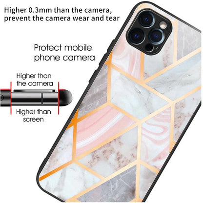 For iPhone 15 Pro Phone Case Pattern Printed Anti Scratch Tempered Glass Back Cover