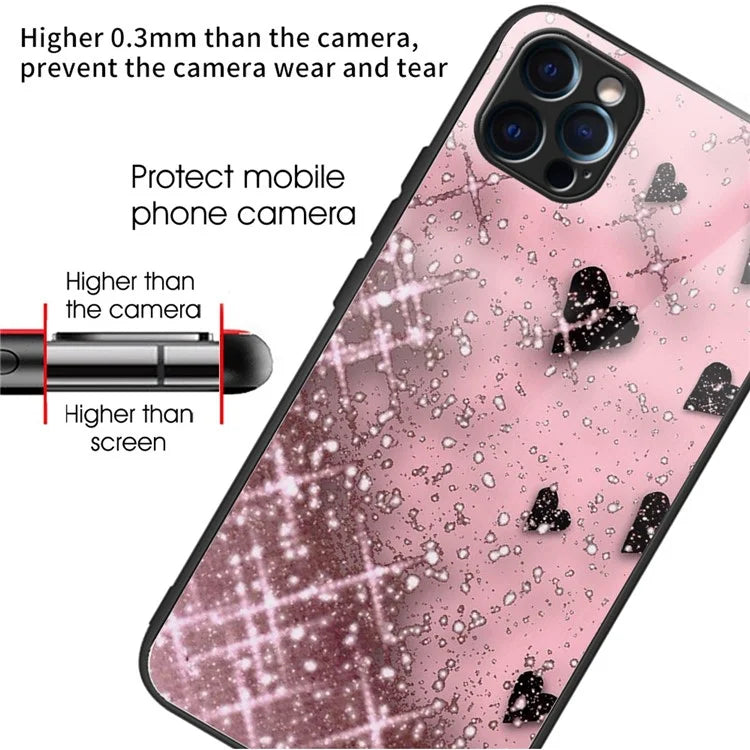 For iPhone 15 Pro Phone Case Pattern Printed Anti Scratch Tempered Glass Back Cover