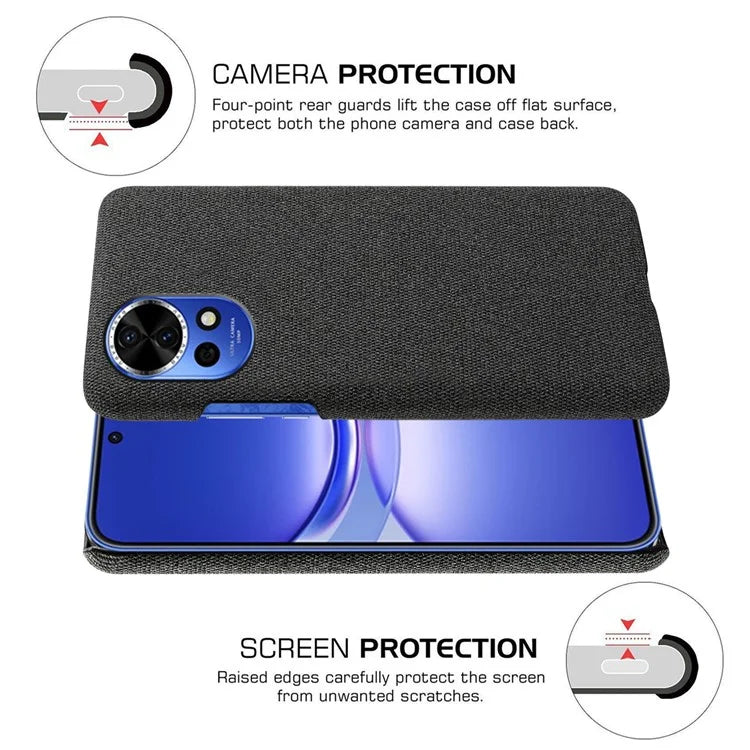 For Huawei nova 12 Pro 5G / nova 12 Ultra 5G Cell Phone Case Cloth Texture Solid Color Back Cover