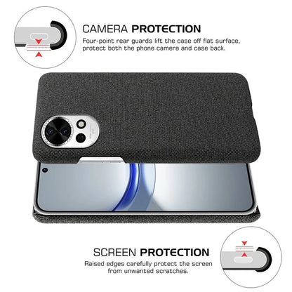 For Huawei nova 12 5G Case Solid Color Cloth+PC Anti-scratch Phone Cover