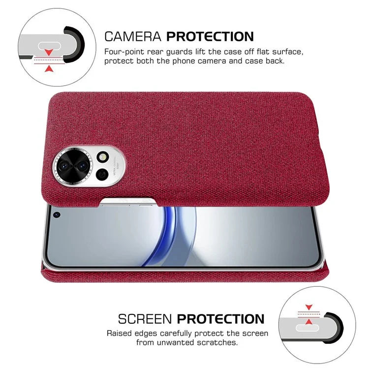 For Huawei nova 12 5G Case Solid Color Cloth+PC Anti-scratch Phone Cover