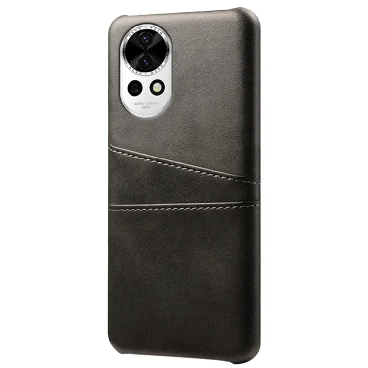 For Huawei nova 12 5G PU Leather Coated PC Case Anti-fall Dual Card Slots Back Cover