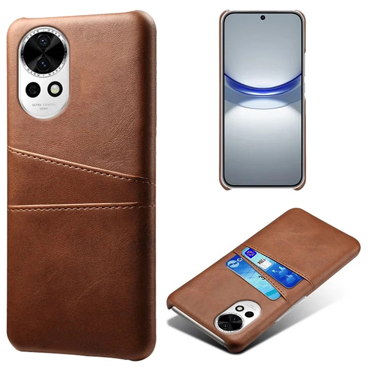 For Huawei nova 12 5G PU Leather Coated PC Case Anti-fall Dual Card Slots Back Cover