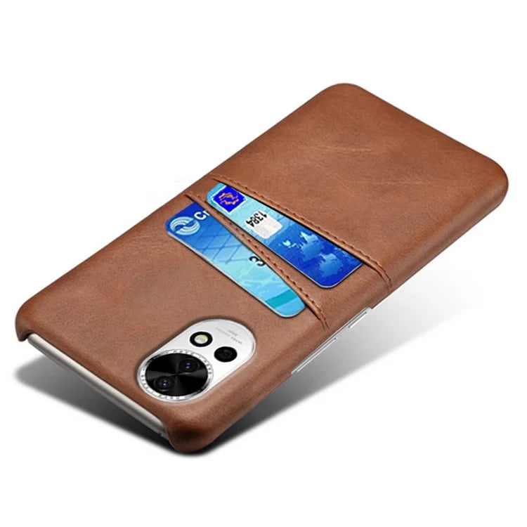 For Huawei nova 12 5G PU Leather Coated PC Case Anti-fall Dual Card Slots Back Cover