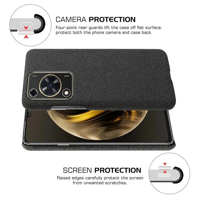 For Huawei Enjoy 70 4G / nova Y72 4G Cell Phone Case Solid Color Shockproof PC Shell with Cloth Texture