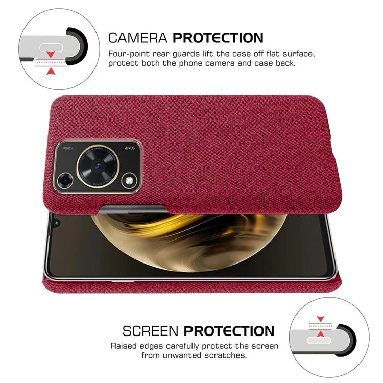 For Huawei Enjoy 70 4G / nova Y72 4G Cell Phone Case Solid Color Shockproof PC Shell with Cloth Texture