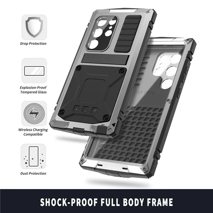 R-JUST For Samsung Galaxy S24 Ultra Phone Case Full Protection Cover with Kickstand