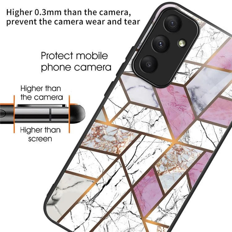 For Samsung Galaxy A05s 4G Tempered Glass Case Abstract Marble Pattern Phone Cover