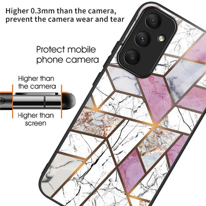 For Samsung Galaxy A05s 4G Tempered Glass Case Abstract Marble Pattern Phone Cover