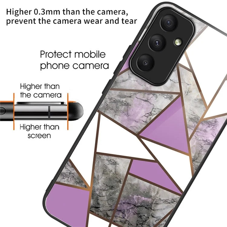 For Samsung Galaxy A05s 4G Tempered Glass Case Abstract Marble Pattern Phone Cover