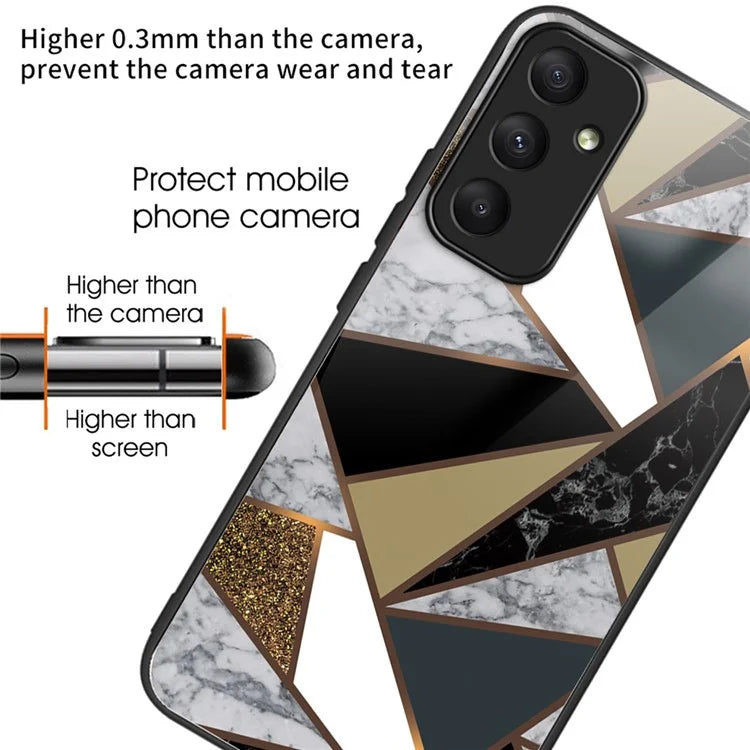 For Samsung Galaxy A05s 4G Tempered Glass Case Abstract Marble Pattern Phone Cover