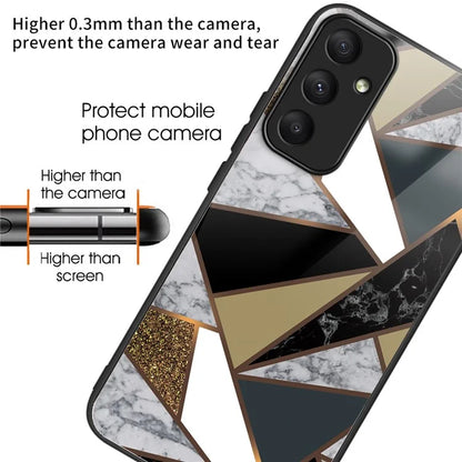 For Samsung Galaxy A05s 4G Tempered Glass Case Abstract Marble Pattern Phone Cover