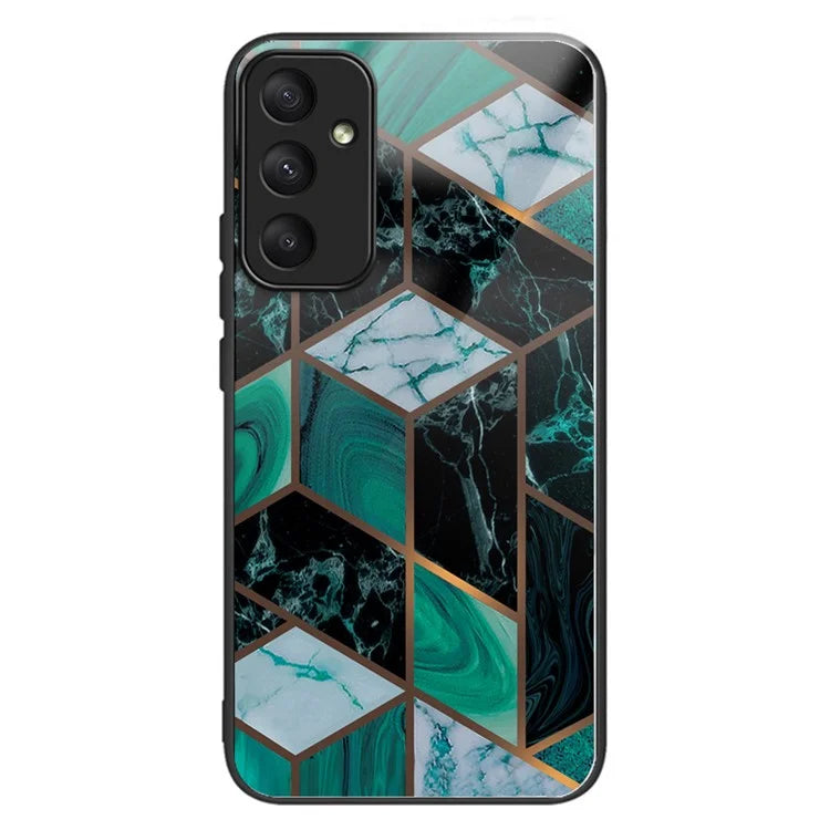 For Samsung Galaxy A05s 4G Tempered Glass Case Abstract Marble Pattern Phone Cover