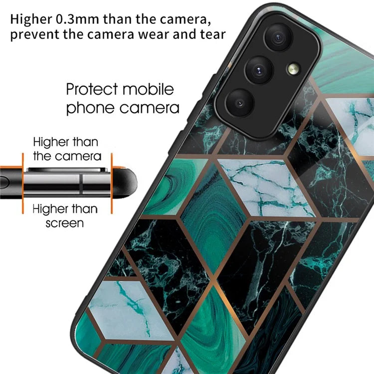For Samsung Galaxy A05s 4G Tempered Glass Case Abstract Marble Pattern Phone Cover