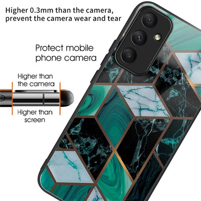 For Samsung Galaxy A05s 4G Tempered Glass Case Abstract Marble Pattern Phone Cover