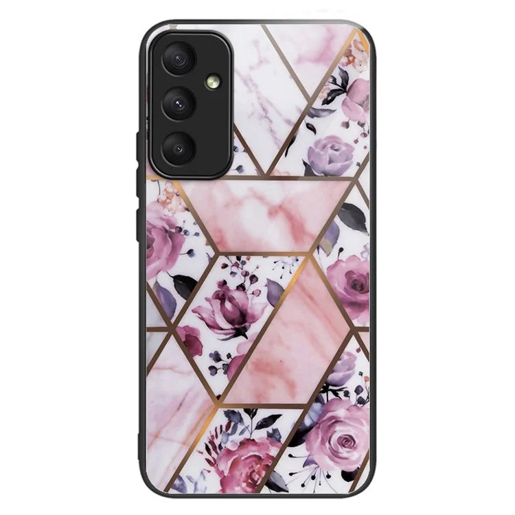 For Samsung Galaxy A05s 4G Tempered Glass Case Abstract Marble Pattern Phone Cover