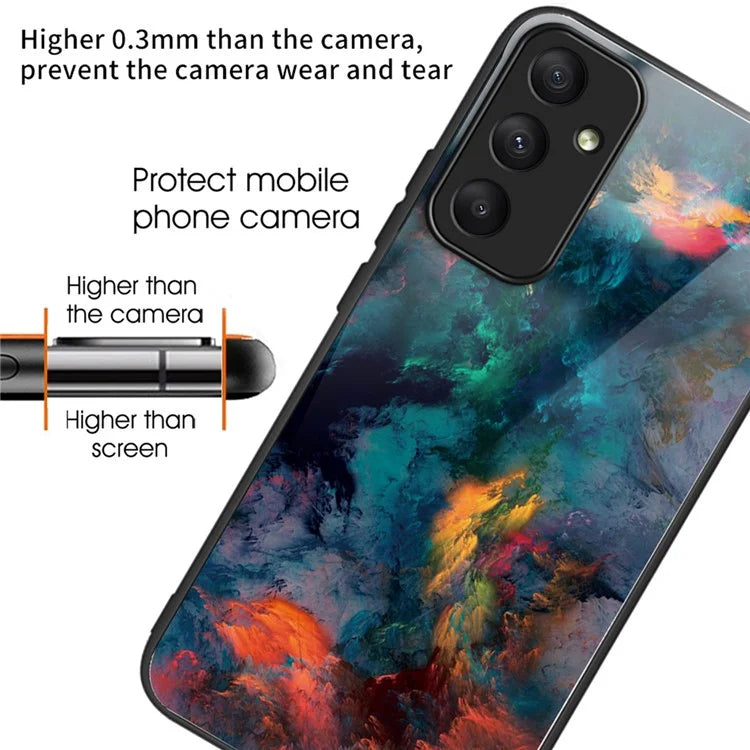For Samsung Galaxy A05s 4G Phone Case Pattern Printed Shockproof Tempered Glass Cover