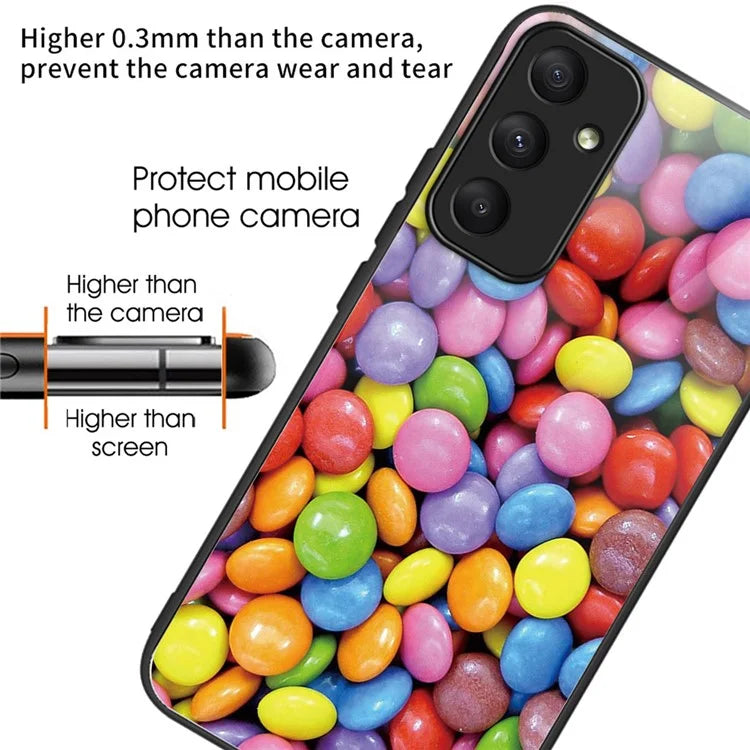 For Samsung Galaxy A05s 4G Case Tempered Glass Back + TPU Frame Pattern Printing Phone Cover