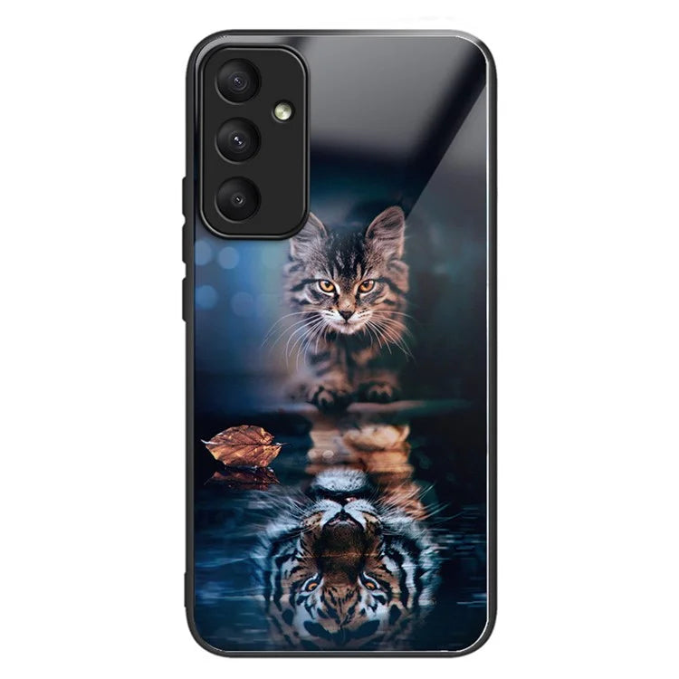 For Samsung Galaxy A05s 4G Case Tempered Glass Back + TPU Frame Pattern Printing Phone Cover