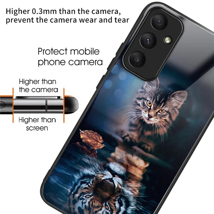 For Samsung Galaxy A05s 4G Case Tempered Glass Back + TPU Frame Pattern Printing Phone Cover