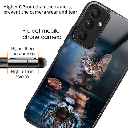 For Samsung Galaxy A05s 4G Case Tempered Glass Back + TPU Frame Pattern Printing Phone Cover