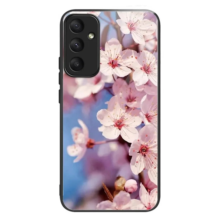 For Samsung Galaxy A05s 4G Case Tempered Glass Back + TPU Frame Pattern Printing Phone Cover