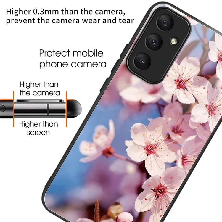 For Samsung Galaxy A05s 4G Case Tempered Glass Back + TPU Frame Pattern Printing Phone Cover