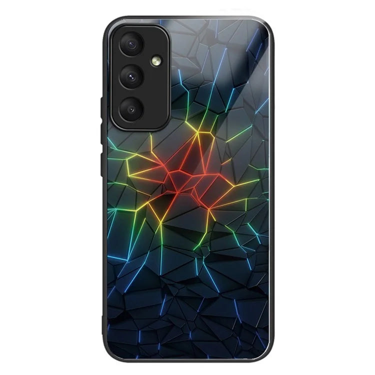 For Samsung Galaxy A05s 4G Case Tempered Glass Back + TPU Frame Pattern Printing Phone Cover