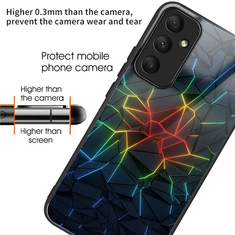 For Samsung Galaxy A05s 4G Case Tempered Glass Back + TPU Frame Pattern Printing Phone Cover