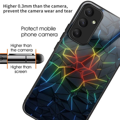 For Samsung Galaxy A05s 4G Case Tempered Glass Back + TPU Frame Pattern Printing Phone Cover