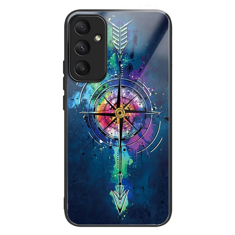 For Samsung Galaxy A05s 4G Case Tempered Glass Back + TPU Frame Pattern Printing Phone Cover