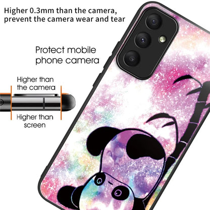 For Samsung Galaxy A05s 4G Case Tempered Glass Back + TPU Frame Pattern Printing Phone Cover
