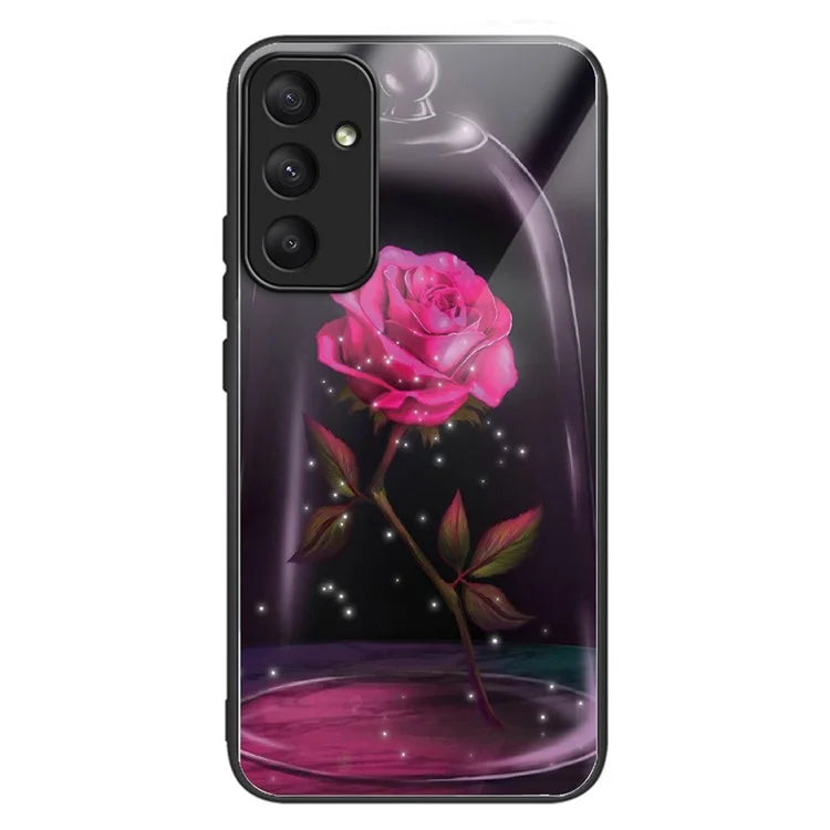 For Samsung Galaxy A05s 4G Case Tempered Glass Back + TPU Frame Pattern Printing Phone Cover