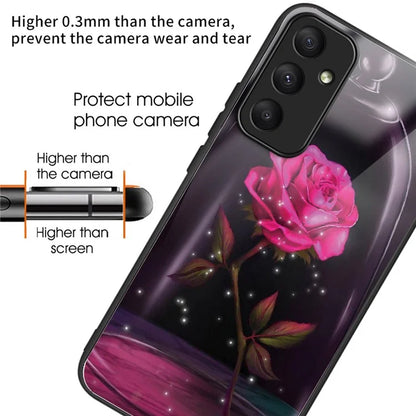 For Samsung Galaxy A05s 4G Case Tempered Glass Back + TPU Frame Pattern Printing Phone Cover